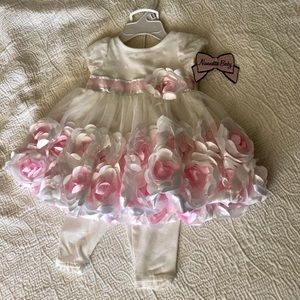 Tulle and flowers party dress and leggings.